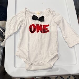 Baby 1st birthday White Long-Sleeve Baby One-Piece size 80